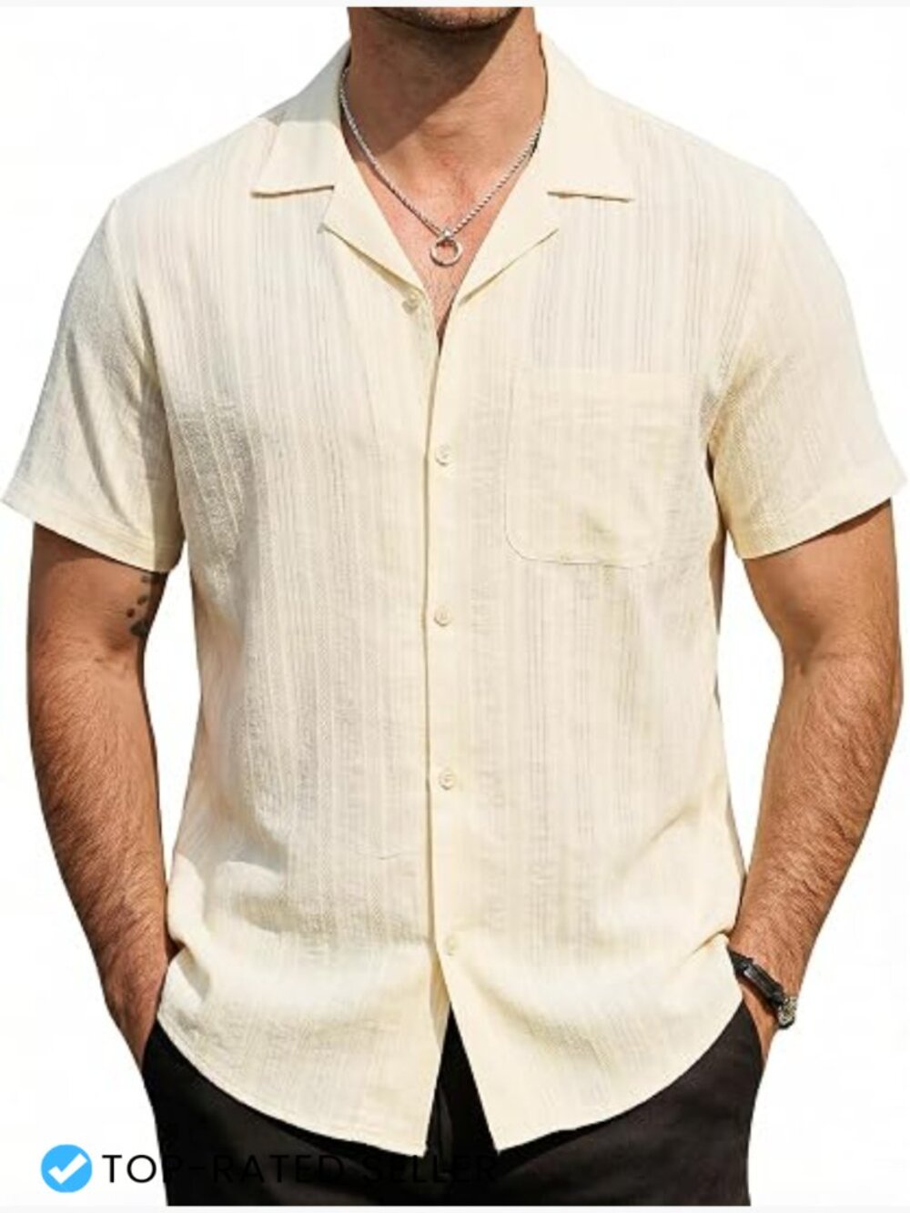 Mens Cuban Guayabera Shirt Short Sleeve Button Down Cotton Casual Summer Beach